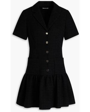 Sandro Gathered Tweed Mini Dress - Black