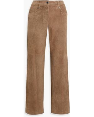 Brunello Cucinelli Suede Straight-Leg Trousers - Brown