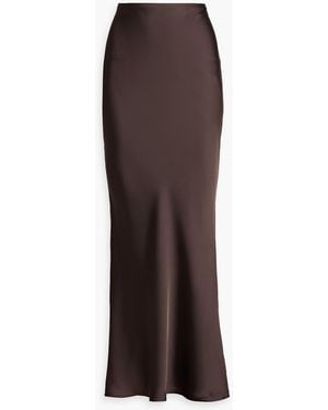 Norma Kamali Obie Satin Maxi Skirt - Brown