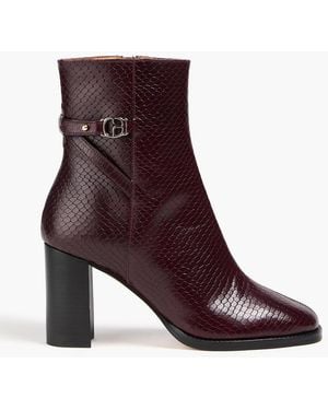 Claudie Pierlot Ankle boots aus leder mit schlangeneffekt - Braun