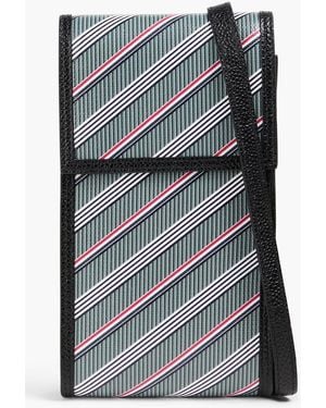 Thom Browne Striped Coated Canvas Phone Pouch - Black