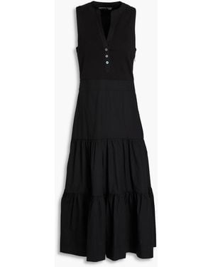 Veronica Beard Stafford Poplin-paneled Stretch-pima Cotton-jersey Midi Dress - Black