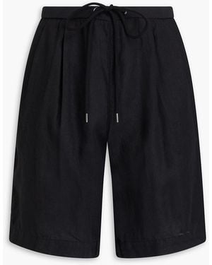 James Perse Pleated Linen Shorts - Black