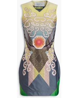 Conner Ives Bedrucktes minikleid aus stretch-jersey mit verzierung - Mehrfarbig