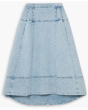 Tibi Paneled Denim Midi Skirt - Blue