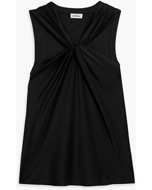 Jonathan Simkhai Ria Knit-Paneled Twisted Satin Top - Black