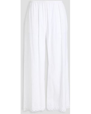 By Malene Birger Luisa Cropped Lace-trimmed Cotton-poplin Wide-leg Trousers - White