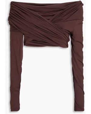 Maygel Coronel Lido Off-The-Shoulder Cropped Stretch-Jersey Top - Brown