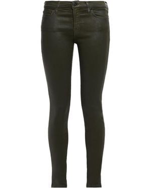7 For All Mankind Coated Cotton-blend Skinny Trousers - Green