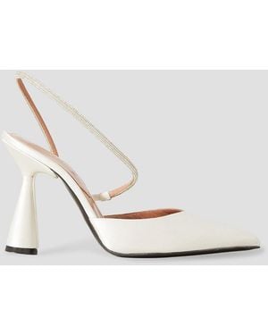 D'Accori Saturn Crystal-embellished Satin Slingback Court Shoes - White