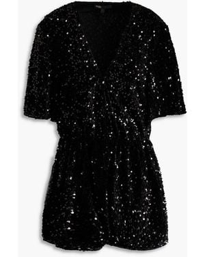Maje Sequined Velvet Playsuit - Black