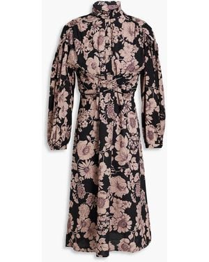 Antik Batik Leonie Lace-up Floral-print Woven Dress - Natural