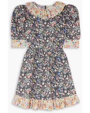 O Pioneers Claudette Ruffled Floral-print Cotton Mini Dress - Black