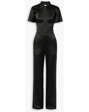Rivet Utility Icon Silk-blend Satin Jumpsuit - Black