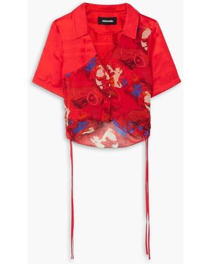 Ahluwalia Priya Laye Satin And Printed Chiffon Shirt - Red