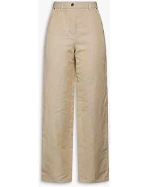 Maje Linen And Cotton-Blend Straight-Leg Trousers - Natural