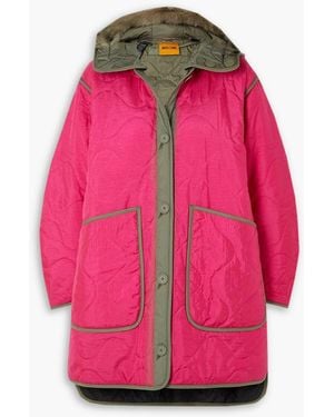 MARFA STANCE Reversible Hooded Shearling-trimmed Quilted Shell Jacket - Pink