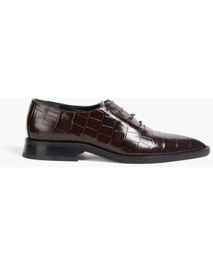 Victoria Beckham Croc-effect Leather Brogues - Brown