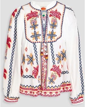 FARM Rio Embroidered Broderie Anglaise Cotton Blouse