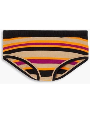 Dries Van Noten Striped Knitted Mid-rise Briefs - Orange