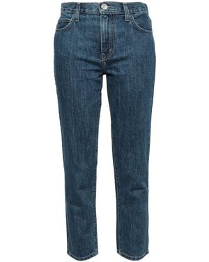 Current/Elliott Cropped High-Rise Slim-Leg Jeans - Blue