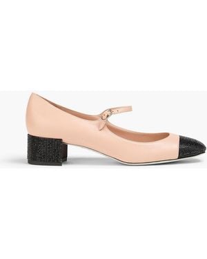Rene Caovilla Kristen Crystal-Embellished Leather Mary Jane Court Shoes - Pink