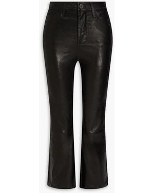 FRAME Le Crop Mini Boot Leather Bootcut Trousers - Black