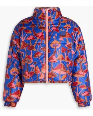 FARM Rio Reversible Cropped Printed Shell Jacket - Red