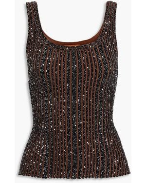 Missoni Sequin-Embellished Ribbed-Knit Tank - Brown