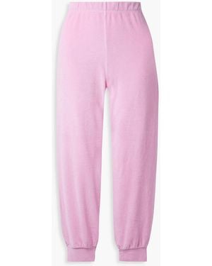 Suzie Kondi Cotton-Blend Velour Track Trousers - Pink