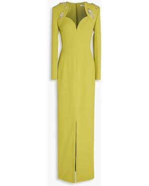 Safiyaa Trixie Crystal-Embellished Crepe Gown - Green