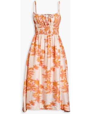 HANNAH Midikleid "yolanda" aus einer baumwoll-seidenmischung mit print - Orange