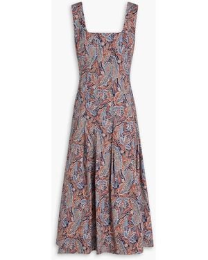 Veronica Beard Jolie Paisley-print Cotton-poplin Midi Dress - Purple