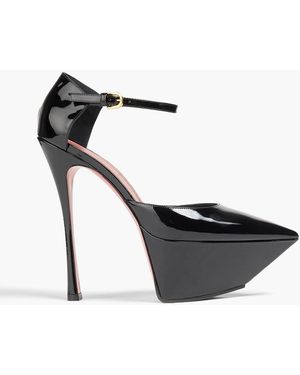 AMINA MUADDI Angelica Patent-leather Platform Court Shoes - Black