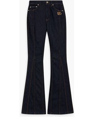 Dolce & Gabbana Logo-Appliquéd High-Rise Flared Jeans - Blue