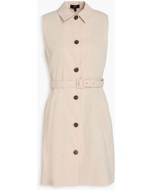 Theory Belted Linen-Blend Mini Shirt Dress - Natural