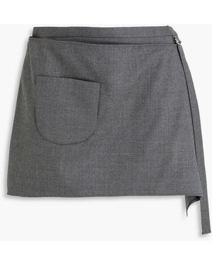 Courreges Wrap-effect Wool-blend Tweed Mini Skirt - Grey