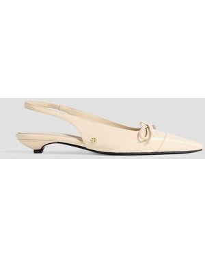 Anine Bing Zoey Bow-Detailed Patent-Leather Slingback Pumps - White