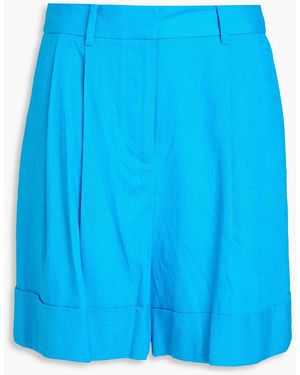 Diane von Furstenberg Shiana shorts aus webstoff mit flammgarneffekt und falten - Blau