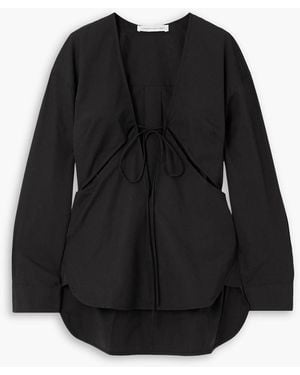 Christopher Esber Triqueta Tie-detailed Cutout Cotton-poplin Blouse - Black