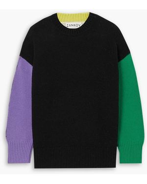 Zankov Ryo Color-block Wool-blend Sweater - Black