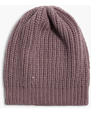 Brunello Cucinelli Ribbed Sequin-embellished Cashmere And Silk-blend Beanie - Purple