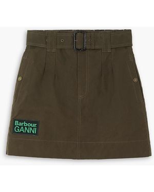 Barbour Ganni Belted Cotton Mini Skirt - Green