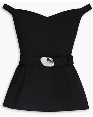 Nicholas Off-the-shoulder Belted Crepe Top - Black