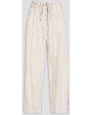 A.Emery Macie Belted Cotton-blend Twill Wide-leg Trousers - Natural