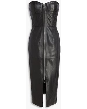 Isabel Marant Eadly Strapless Leather Midi Dress - Black