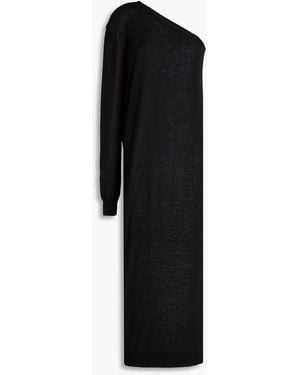 Frankie Shop Lina One-Shoulder Knitted Midi Dress - Black