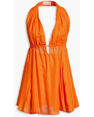 Casa Raki Mili Open-Back Cotton Halterneck Mini Dress - Orange
