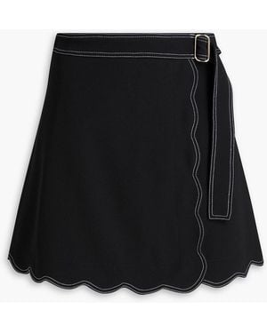 Claudie Pierlot Scalloped Crepe Mini Skirt - Black
