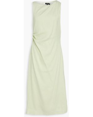 Theory Draped Linen-blend Twill Mini Dress - Green